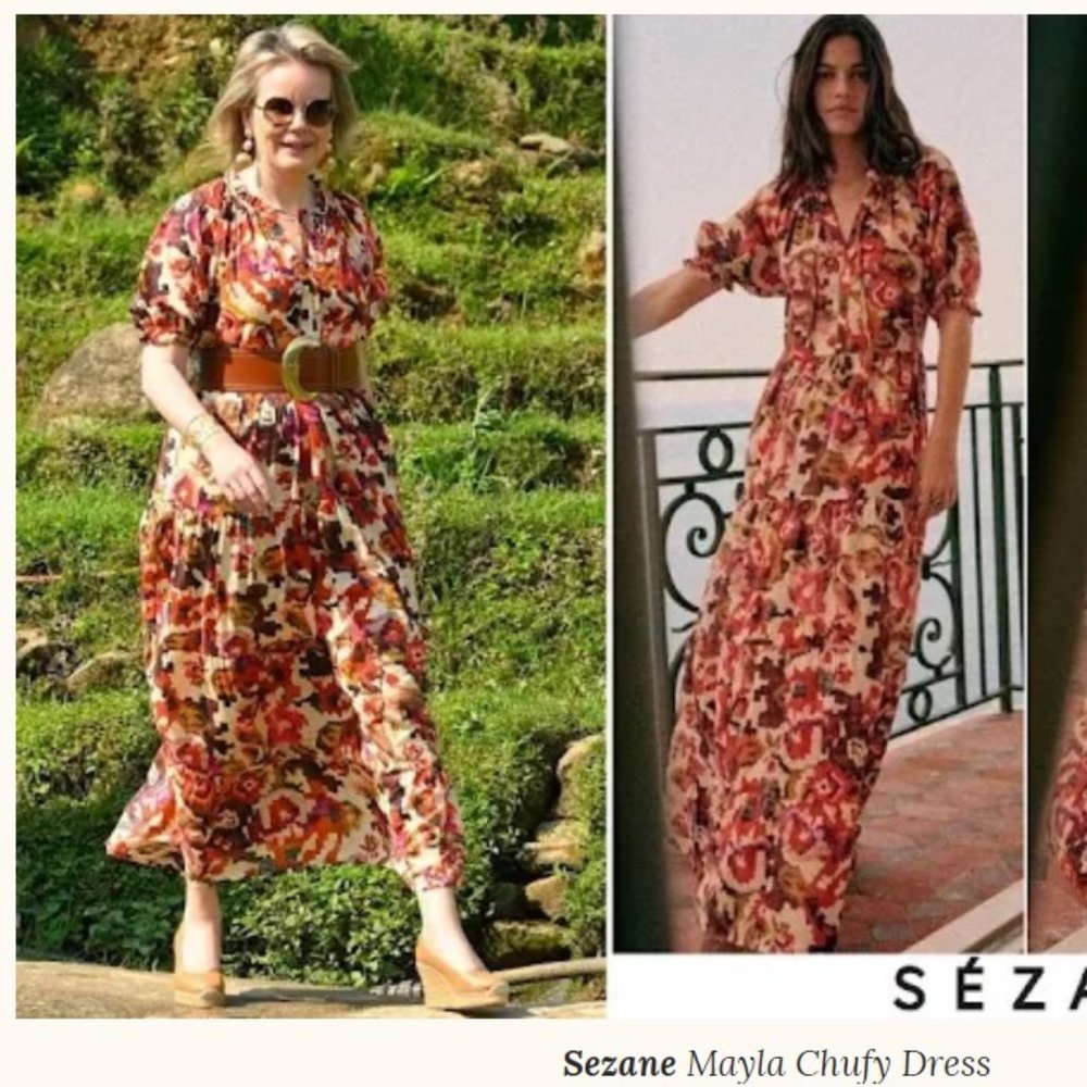 NWOT Sezane Chufy Dress Mayla Floral Tiered Cotton Maxi Dress Mara 34 EUC XS 2